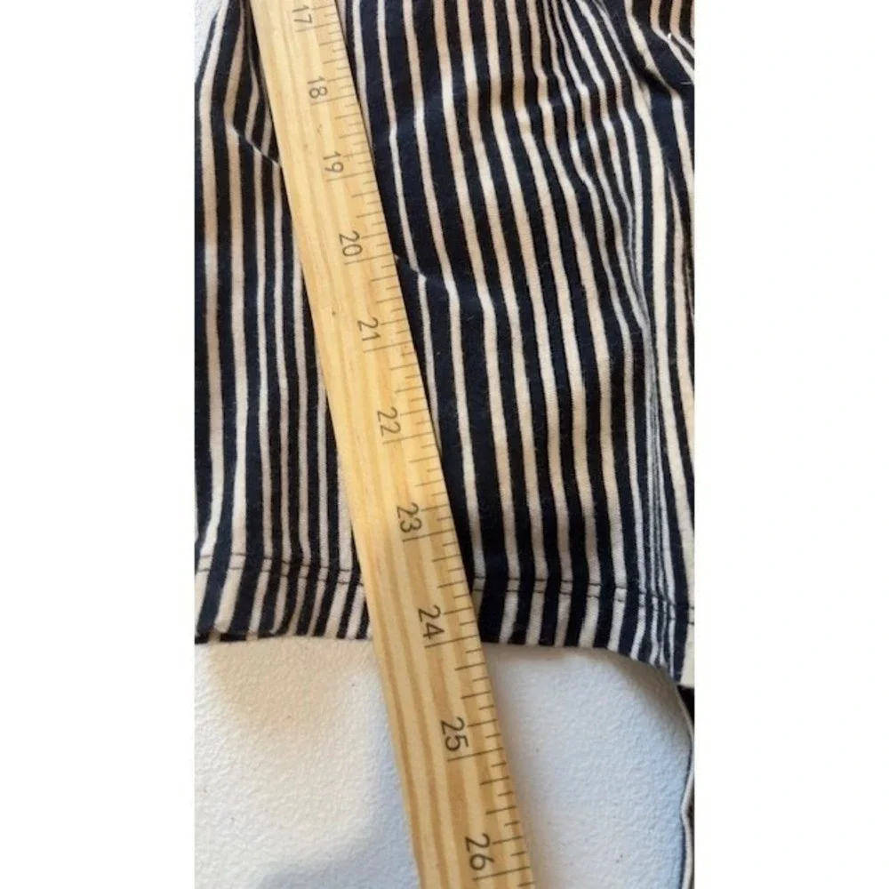 Free People Wrap Top Womens S Navy Blue Stripe Puff Sleeve Ruffle Cotton